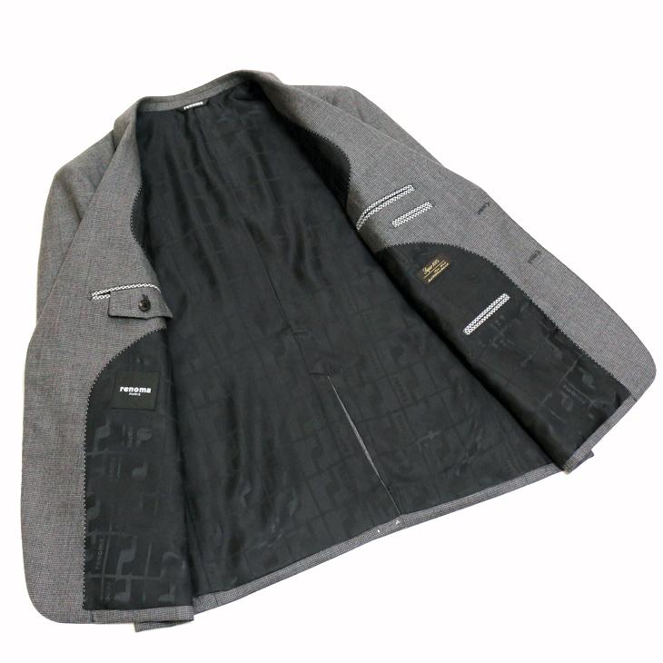 SALE スーツ メンズ 新品 秋冬 renoma paris レノマ パリス 西川毛織 Super100s 灰グレー杢 千鳥格子 DROP6.5 2つボタン ビジネス (BB体)  J-REP05-2B | renoma | 04