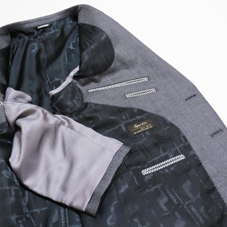 SALE スーツ メンズ 新品 秋冬 renoma paris レノマ パリス 西川毛織 Super100s 灰グレー杢 千鳥格子 DROP6.5 2つボタン ビジネス (BB体)  J-REP05-2B | renoma | 06