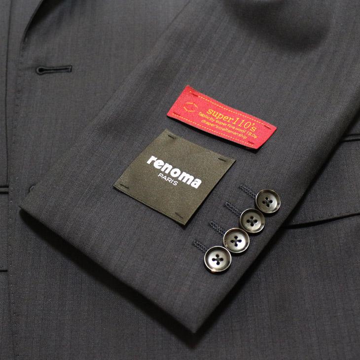 SALE スーツ メンズ 新品 秋冬 renoma paris レノマ パリス 西川毛織 Super110s 濃紺ネイビー織 DROP6.5 2つボタン ビジネス (A/AB/BB体)  J-REP05-2B | renoma | 05