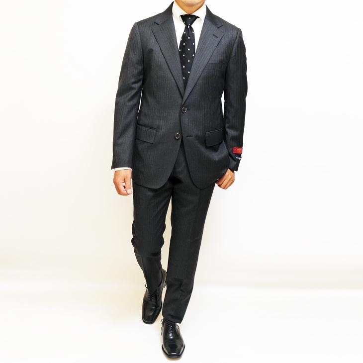 SALE スーツ メンズ 秋冬 新品 Stanley Blacker スタンリーブラッカー Super110s 灰グレー杢 織柄シャドー縞 ビジネス スーツ (A/AB体) やや細め |  | 03