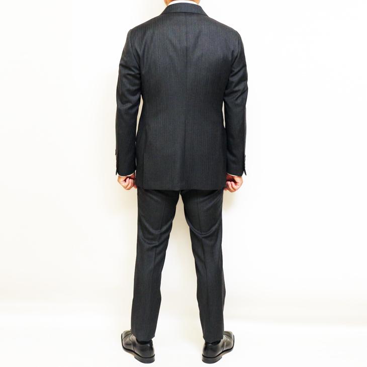 SALE スーツ メンズ 秋冬 新品 Stanley Blacker スタンリーブラッカー Super110s 灰グレー杢 織柄シャドー縞 ビジネス スーツ (A/AB体) やや細め |  | 04