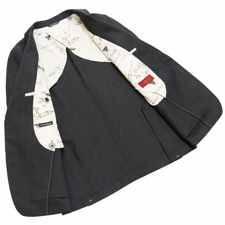 SALE スーツ メンズ 秋冬 新品 Stanley Blacker スタンリーブラッカー Super110s 灰グレー杢 織柄シャドー縞 ビジネス スーツ (A/AB体) やや細め |  | 06