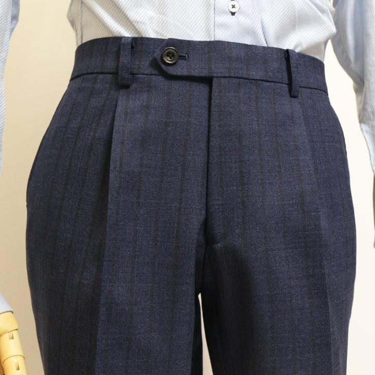 SALE スーツ メンズ 新品 春夏 FICCE フィッチェ 濃紺ネイビー杢 ワイド19mm ストライプ 3つボタン段返り ベスト付き スリーピース スーツ (A体) スリム | FICCE | 14