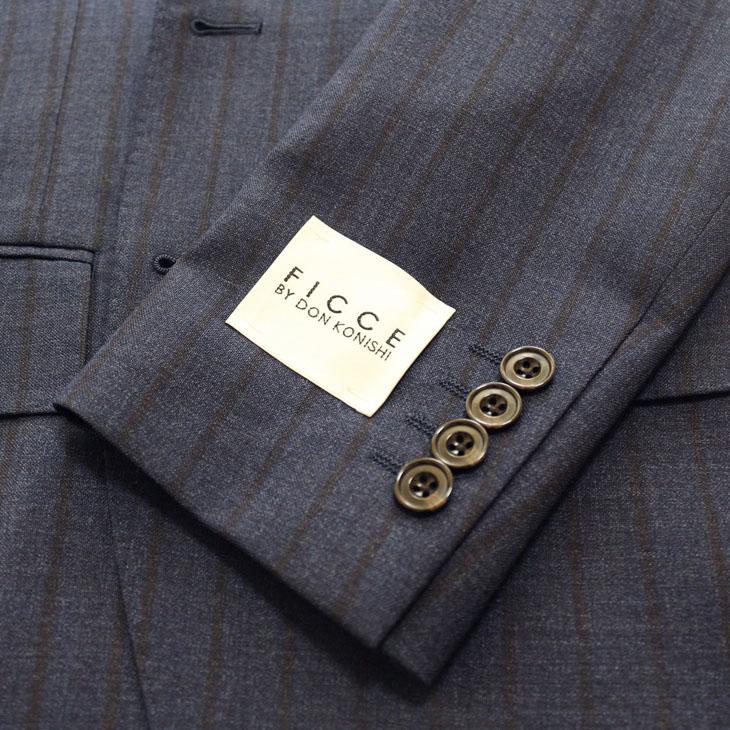 SALE スーツ メンズ 新品 春夏 FICCE フィッチェ 濃紺ネイビー杢 ワイド19mm ストライプ 3つボタン段返り ベスト付き スリーピース スーツ (A体) スリム | FICCE | 07