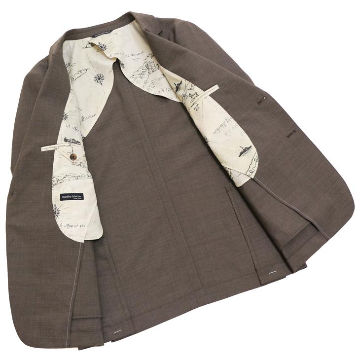 SALE スーツ メンズ 春夏 新品 Stanley Blacker スタンリーブラッカー シャーベット ブラウン 淡茶 無地 ビジネス スーツ (A/AB体) やや細め 次世代 |  | 06