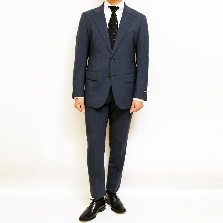 SALE スーツ メンズ 春夏 新品 Stanley Blacker スタンリーブラッカー ネイビーブルー杢 淡紺 無地 ビジネス スーツ (A/AB体) やや細め 次世代 |  | 01