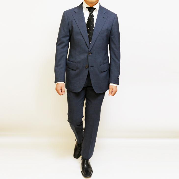 SALE スーツ メンズ 春夏 新品 Stanley Blacker スタンリーブラッカー ネイビーブルー杢 淡紺 無地 ビジネス スーツ (A/AB体) やや細め 次世代 |  | 03