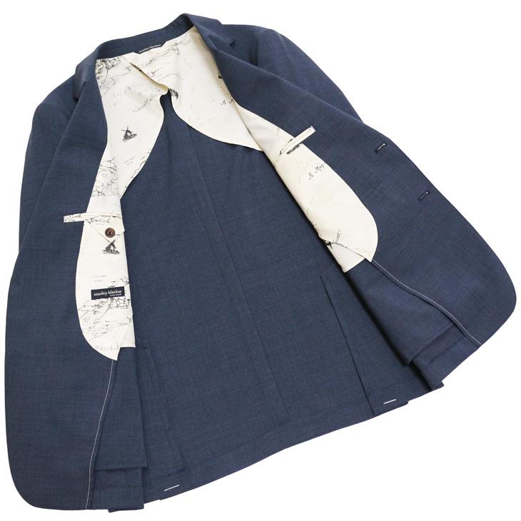 SALE スーツ メンズ 春夏 新品 Stanley Blacker スタンリーブラッカー ネイビーブルー杢 淡紺 無地 ビジネス スーツ (A/AB体) やや細め 次世代 |  | 06