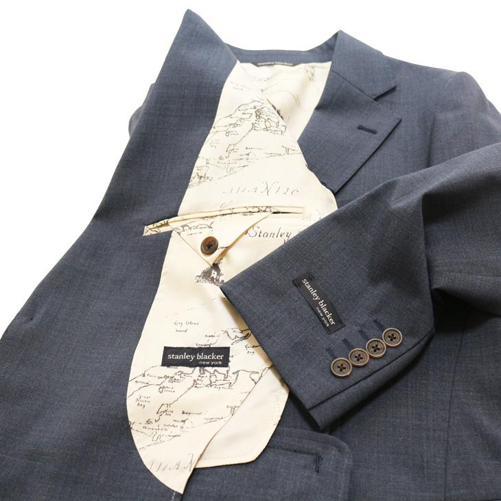 SALE スーツ メンズ 春夏 新品 Stanley Blacker スタンリーブラッカー ネイビーブルー杢 淡紺 無地 ビジネス スーツ (A/AB体) やや細め 次世代 |  | 07