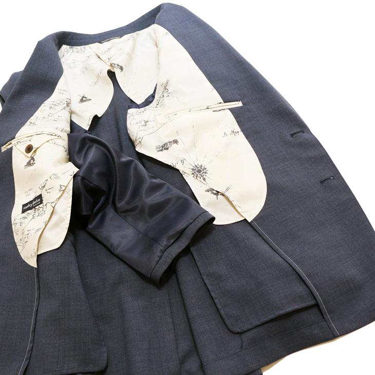 SALE スーツ メンズ 春夏 新品 Stanley Blacker スタンリーブラッカー ネイビーブルー杢 淡紺 無地 ビジネス スーツ (A/AB体) やや細め 次世代 |  | 08