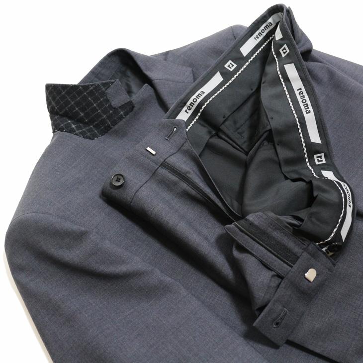 SALE スーツ メンズ 新品 春夏 renoma paris レノマ パリス 西川毛織 Super100s 灰グレー杢無地 2つボタン ビジネス スーツ (AB/BB体) J-REP05-2B | renoma | 12