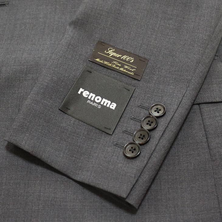 SALE スーツ メンズ 新品 春夏 renoma paris レノマ パリス 西川毛織 Super100s 灰グレー杢無地 2つボタン ビジネス スーツ (AB/BB体) J-REP05-2B | renoma | 05