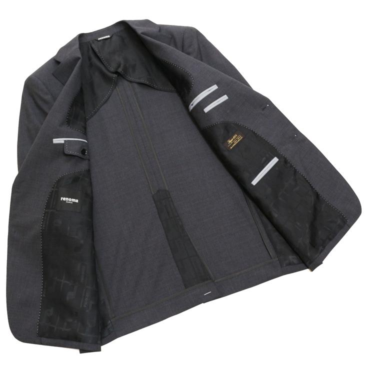 SALE スーツ メンズ 新品 春夏 renoma paris レノマ パリス 西川毛織 Super100s 灰グレー杢無地 2つボタン ビジネス スーツ (AB/BB体) J-REP05-2B | renoma | 06