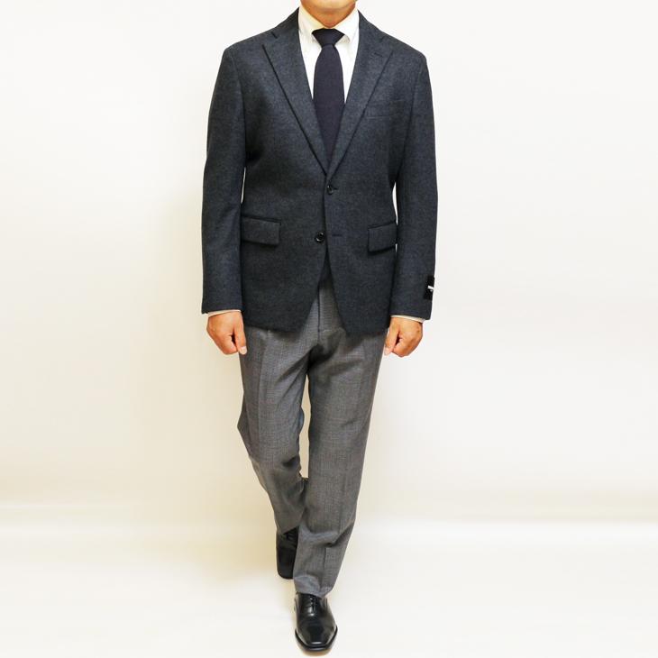 SALE ジャケット テーラード ブレザー 2025-26 秋冬新作 renoma レノマ パリス STYLEM 灰グレー杢無地 尾州産（日本製） フランネル調 ニット素材 (AB/BB体) | renoma | 01