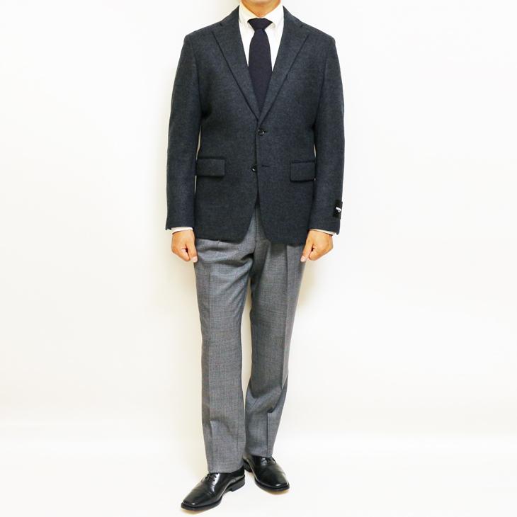 SALE ジャケット テーラード ブレザー 2025-26 秋冬新作 renoma レノマ パリス STYLEM 灰グレー杢無地 尾州産（日本製） フランネル調 ニット素材 (AB/BB体) | renoma | 02