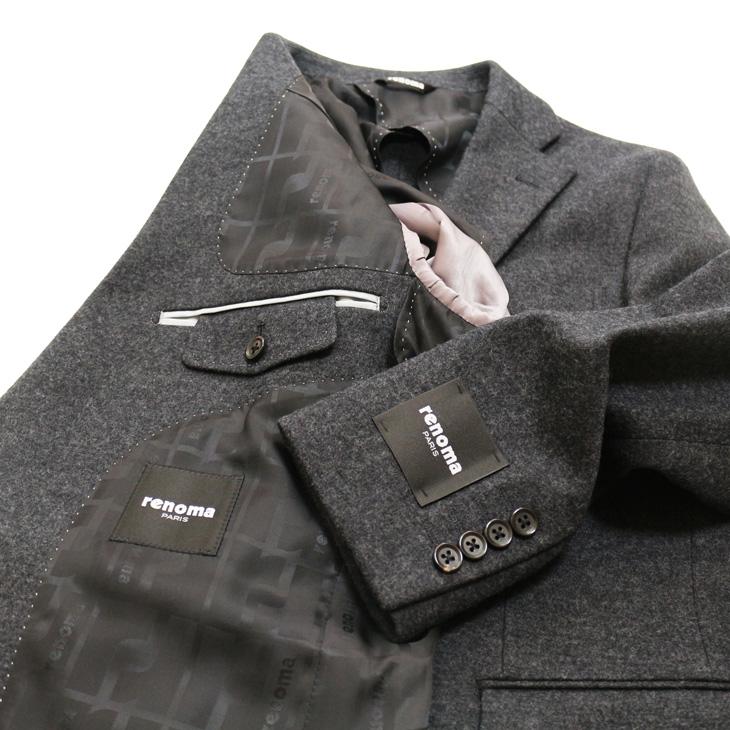 SALE ジャケット テーラード ブレザー 2025-26 秋冬新作 renoma レノマ パリス STYLEM 灰グレー杢無地 尾州産（日本製） フランネル調 ニット素材 (AB/BB体) | renoma | 09