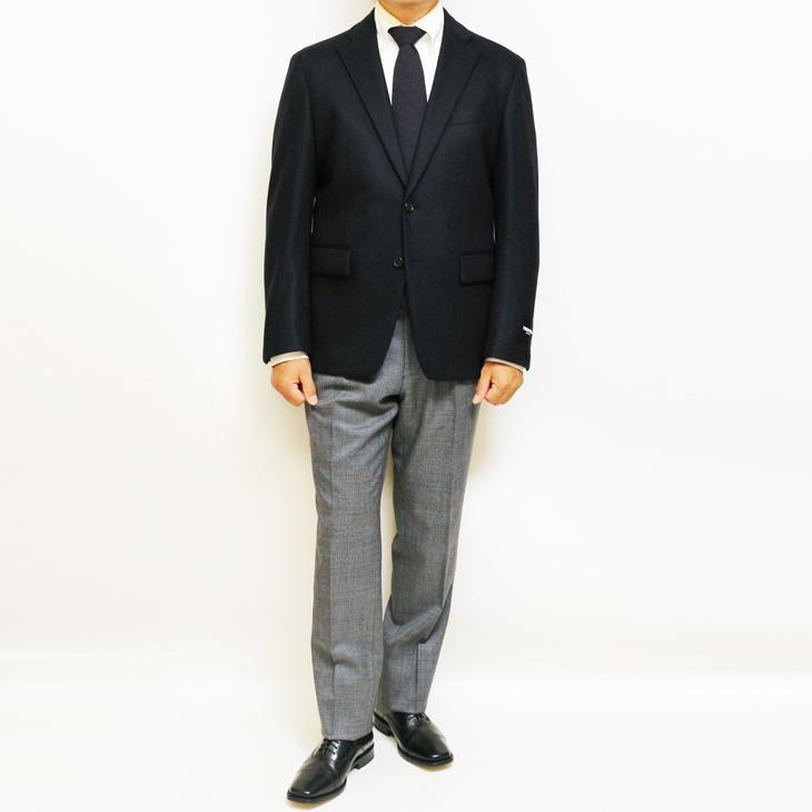 SALE ジャケット テーラード ブレザー 2025-26 秋冬新作 renoma レノマ パリス STYLEM 濃紺ネイビー杢無地 尾州産（日本製）フランネル調 ニット素材 (AB/BB体) | renoma | 01