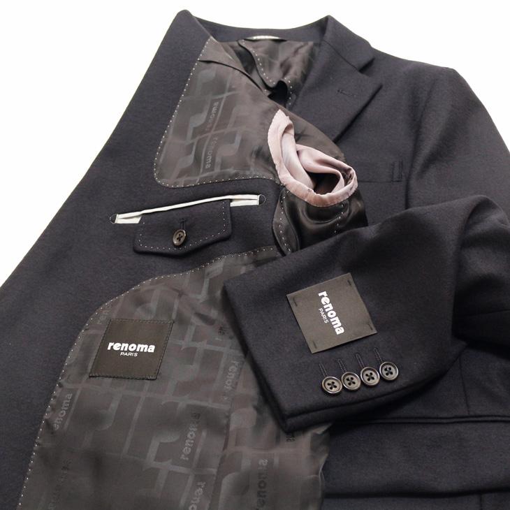 SALE ジャケット テーラード ブレザー 2025-26 秋冬新作 renoma レノマ パリス STYLEM 濃紺ネイビー杢無地 尾州産（日本製）フランネル調 ニット素材 (AB/BB体) | renoma | 09