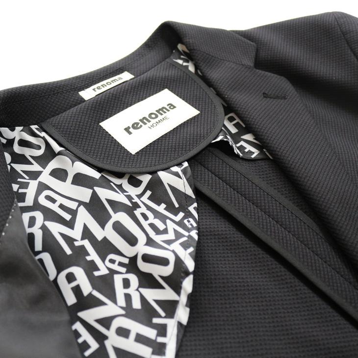 SALE 2025-26 スーツ メンズ 新作 新品 秋冬 renoma homme レノマ オム ブリスタージャガード ニット 黒ブラック無地系 2つボタン 次世代 スリム型 | renoma | 10