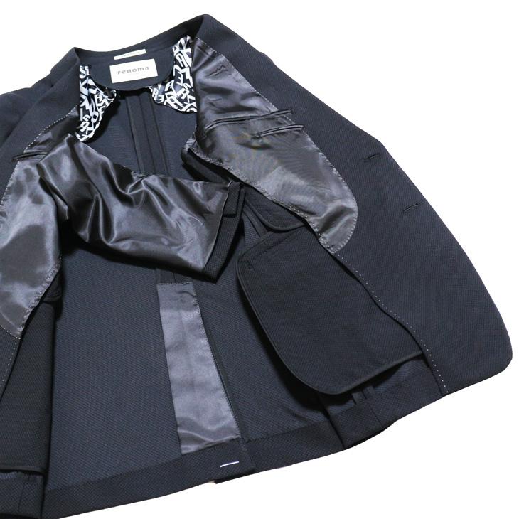 SALE 2025-26 スーツ メンズ 新作 新品 秋冬 renoma homme レノマ オム ブリスタージャガード ニット 黒ブラック無地系 2つボタン 次世代 スリム型 | renoma | 09