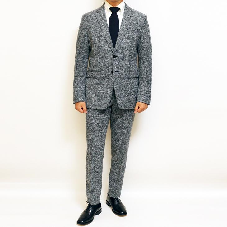 SALE 2025-26 スーツ メンズ 新作 新品 秋冬 renoma homme レノマ オム 尾州 モールニット（日本製生地）霜降り調 灰グレー杢 2つボタン 次世代 スリム型 | renoma | 01