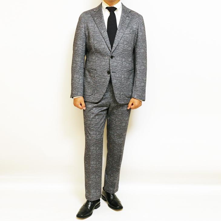 SALE スーツ メンズ 新作 秋冬 POLO BRITISH COUNTRY SPIRIT ポロ ビーシーエス 淡灰ホームスパン風ニット ストレッチ 次世代 家庭洗濯可 ウォッシャブル | POLO BCS | 01
