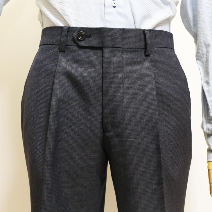 SALE 2025-26 スーツ メンズ 新作 秋冬 フィッチェ FICCE ネイビーグレー杢 小柄チェック 3つボタン段返り ベスト付き スリーピース スーツ (A/AB体) スリム | FICCE | 15