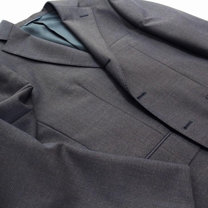 SALE 2025-26 スーツ メンズ 新作 秋冬 フィッチェ FICCE ネイビーグレー杢 小柄チェック 3つボタン段返り ベスト付き スリーピース スーツ (A/AB体) スリム | FICCE | 05