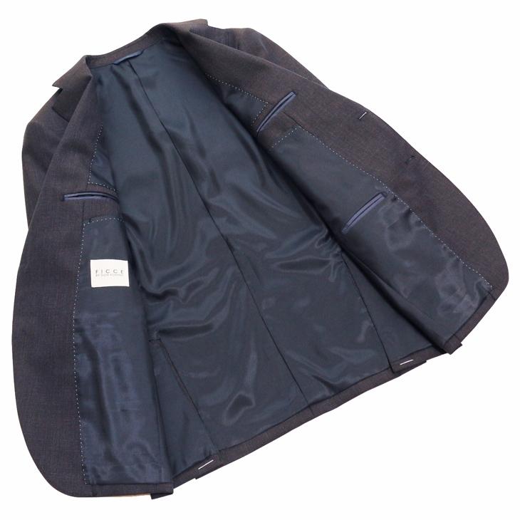 SALE 2025-26 スーツ メンズ 新作 秋冬 フィッチェ FICCE ネイビーグレー杢 小柄チェック 3つボタン段返り ベスト付き スリーピース スーツ (A/AB体) スリム | FICCE | 06