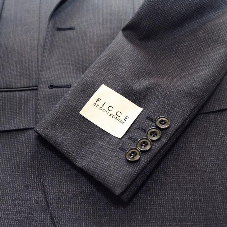 SALE 2025-26 スーツ メンズ 新作 秋冬 フィッチェ FICCE ネイビーグレー杢 小柄チェック 3つボタン段返り ベスト付き スリーピース スーツ (A/AB体) スリム | FICCE | 07