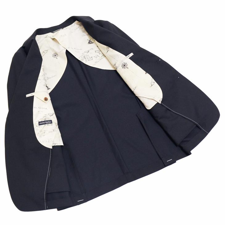 SALE 2025-26 新作 スーツ メンズ 秋冬 新品 Stanley Blacker スタンリーブラッカー 西川毛織 濃紺ネイビー無地 ビジネス 次世代 スーツ (A/AB体) やや細め |  | 05