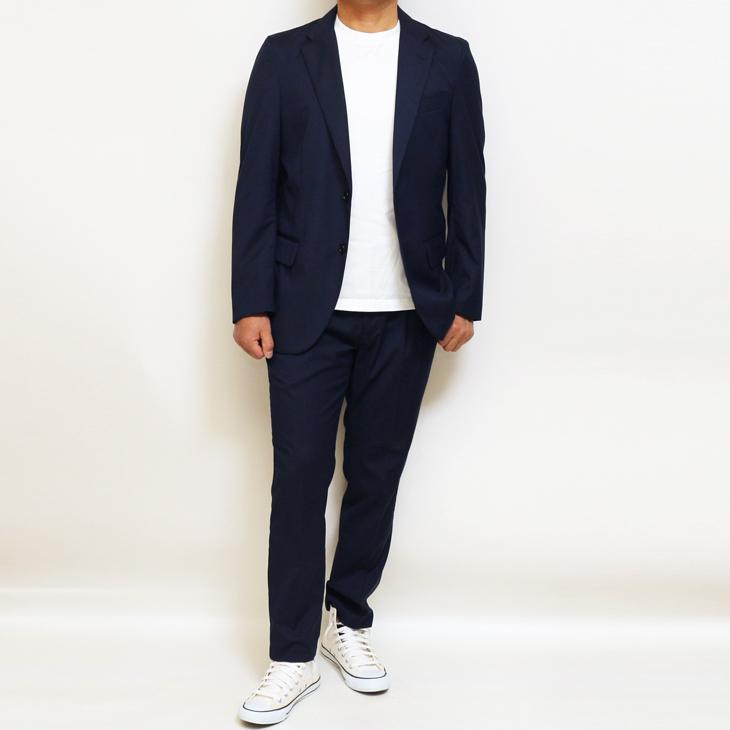カジュアルスーツ メンズ 2026新作 春夏 ELLE PLANETE エルプラネット CARREMAN 濃紺ネイビー杢無地 ストレッチ 家庭洗濯可能 ウォッシャブル 2つボタン 次世代 | ELLE PLANETE | 01