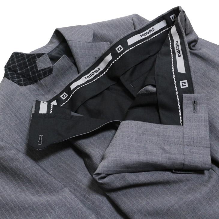2026年 新作 春夏 renoma paris スリーピース スーツ （ベスト付き）メンズ 新品 レノマ パリス 淡灰グレー杢 8mmストライプ 2つボタン (AB体) J-REP05-2B | renoma | 13