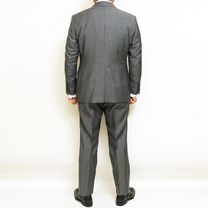 2026年 新作 春夏 renoma paris スリーピース スーツ （ベスト付き）メンズ 新品 レノマ パリス 淡灰グレー杢 8mmストライプ 2つボタン (AB体) J-REP05-2B | renoma | 04