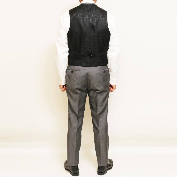 2026年 新作 春夏 renoma paris スリーピース スーツ （ベスト付き）メンズ 新品 レノマ パリス 淡灰グレー杢 8mmストライプ 2つボタン (AB体) J-REP05-2B | renoma | 09