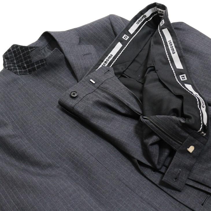 2026年 新作 春夏 renoma paris スリーピース スーツ （ベスト付き）メンズ 新品 レノマ パリス 灰グレー杢 8mmストライプ 2つボタン (AB/BB体) J-REP05-2B | renoma | 13