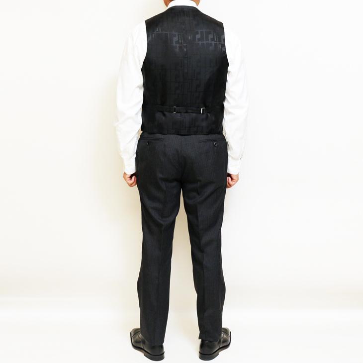 2026年 新作 春夏 renoma paris スリーピース スーツ （ベスト付き）メンズ 新品 レノマ パリス 灰グレー杢 8mmストライプ 2つボタン (AB/BB体) J-REP05-2B | renoma | 06