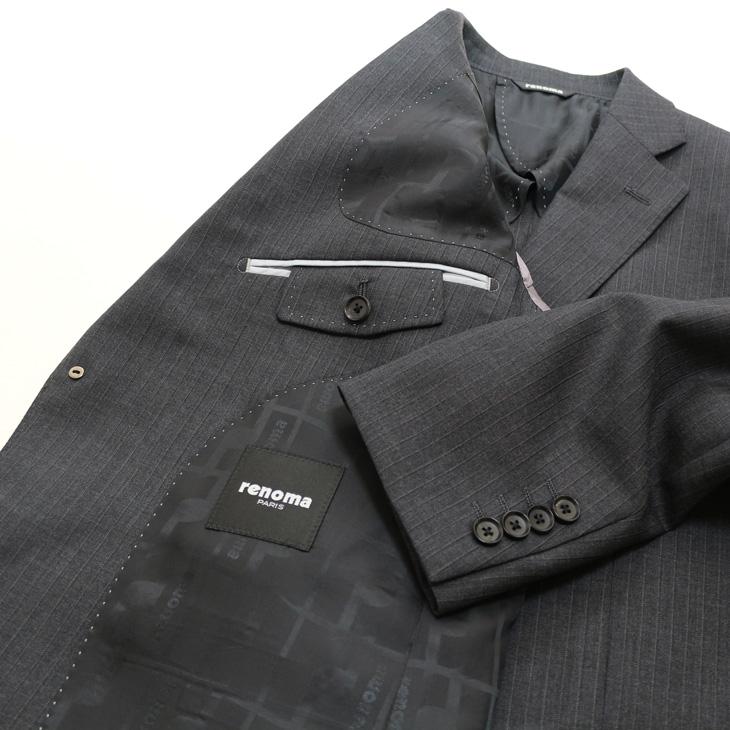 2026年 新作 春夏 renoma paris スリーピース スーツ （ベスト付き）メンズ 新品 レノマ パリス 灰グレー杢 8mmストライプ 2つボタン (AB/BB体) J-REP05-2B | renoma | 08