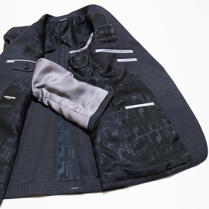 2026年 新作 春夏 renoma paris スリーピース スーツ （ベスト付き）メンズ 新品 レノマ パリス 灰グレー杢 8mmストライプ 2つボタン (AB/BB体) J-REP05-2B | renoma | 09