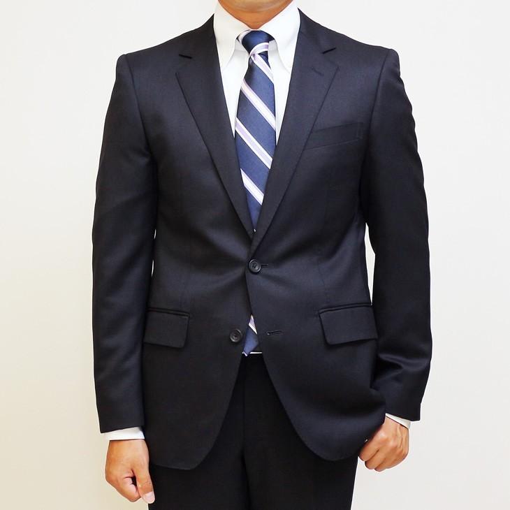 日本製 スリム型 スーツ メンズ 新品 秋冬 西川毛織 Super110s 濃紺ネイビー無地 ナチュラルストレッチ 2つボタン ビジネス スーツ (AB体) WJSE2 |  | 03