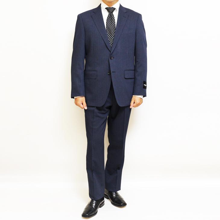 2026-27 スーツ メンズ 新品 秋冬 renoma paris レノマ パリス 濃紺ネイビー杢 ストライプ ピュアウール100% DROP6.5 2つボタン ビジネス (AB/BB体) J-REP05-2B | renoma | 01