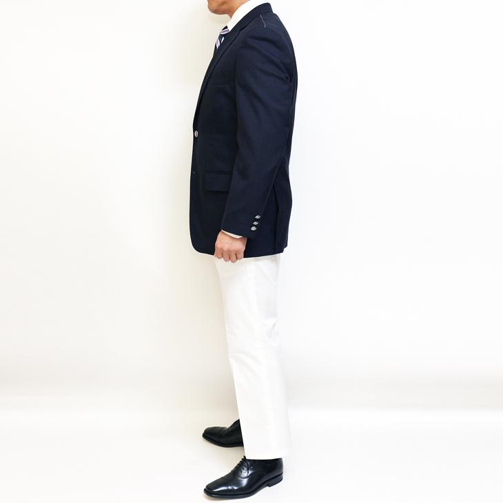 ジャケット テーラード ブレザー 春夏 新品 DEER コンブレ ウール100％ 艶消しシルバー メタルボタン 濃紺ネイビー無地  ゆったり型 2つボタン ジャケット |  | 05