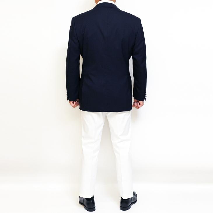 ジャケット テーラード ブレザー 春夏 新品 DEER コンブレ ウール100％ 艶消しシルバー メタルボタン 濃紺ネイビー無地  ゆったり型 2つボタン ジャケット |  | 06