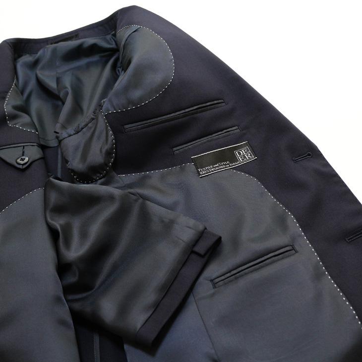 ジャケット テーラード ブレザー 春夏 新品 DEER コンブレ ウール100％ 艶消しシルバー メタルボタン 濃紺ネイビー無地  ゆったり型 2つボタン ジャケット |  | 09