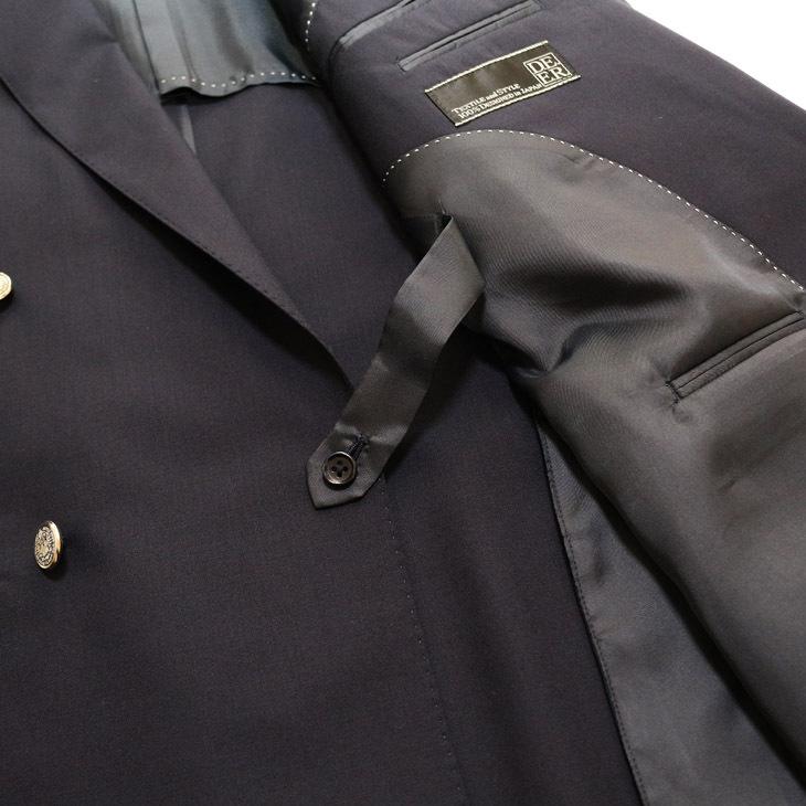 ジャケット テーラード ブレザー 春夏 新品 DEER コンブレ ウール100％ 艶消しシルバー メタルボタン 濃紺ネイビー無地  ゆったり型 ダブル ジャケット |  | 10