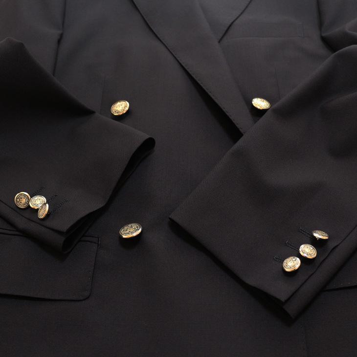 ジャケット テーラード ブレザー 春夏 新品 DEER コンブレ ウール100％ 艶消しシルバー メタルボタン 濃紺ネイビー無地  ゆったり型 ダブル ジャケット |  | 13