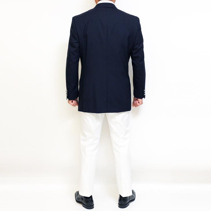 ジャケット テーラード ブレザー 春夏 新品 DEER コンブレ ウール100％ 艶消しシルバー メタルボタン 濃紺ネイビー無地  ゆったり型 ダブル ジャケット |  | 06