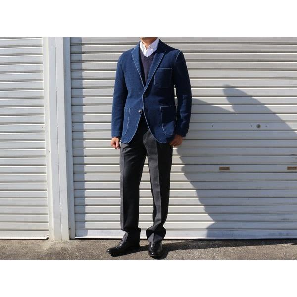 2017-18秋冬モデル 新品 stanley blacker スタンリーブラッカー 濃紺ネイビー系 デニム風ジャージ素材 ジャケット やや細め |  | 01