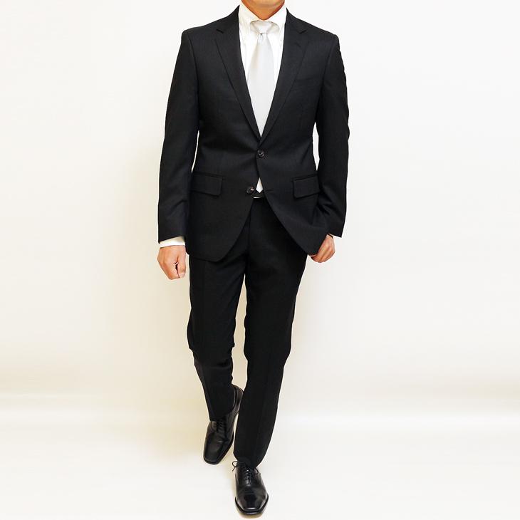 スリム型 スーツ メンズ 新品 春夏 REDA レダ シルキーエフェクト 黒ブラック 織柄シャドーストライプ 2つボタン ビジネス (A/AB体) WJSE2 |  | 02