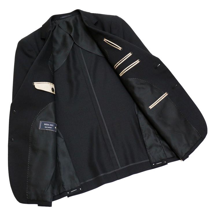 スリム型 スーツ メンズ 新品 春夏 REDA レダ シルキーエフェクト 黒ブラック 織柄シャドーストライプ 2つボタン ビジネス (A/AB体) WJSE2 |  | 05